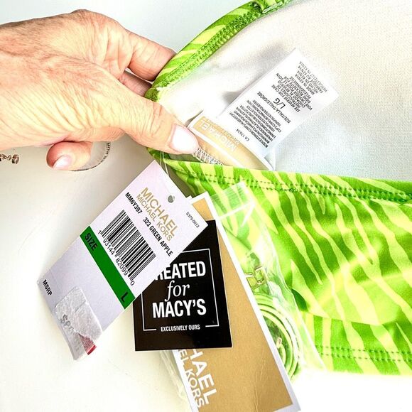 NWT MICHAEL Michael Kors women's animal-print halter swimsuit top, in a vibrant - Picture 4 of 5